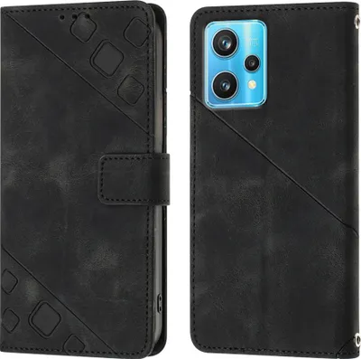 Produktbild von Hülle für OPPO Realme 9 Pro+ 5G Prägung Flip Leder Brieftasche Schutzhülle mit Ständer Schwarz