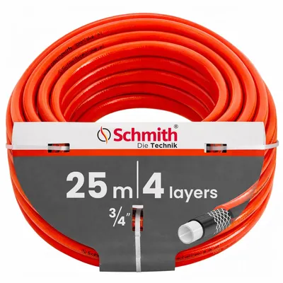 Obrázek produktu pro Schmith Zahradní hadice 4vrstvá 3/4", 25 m | Prémiové zavlažování zahrady, flexibilní a odolná hadice na vodu pro dům
