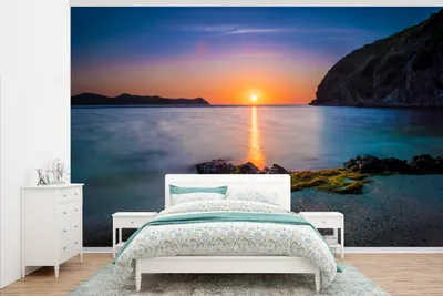 Produktbild von Fototapete - Wandtapete Ein romantischer Sonnenuntergang am Strand auf Coron Island - Maße 345 cm x 220 cm