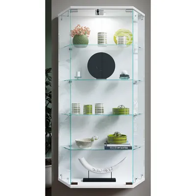 Produktbild von VCM Glasvitrine hängend | Vitrine Glas mit ESG-Sicherheitsglas | Maße ca. H. 114 x B. 83 x T. 17 cm | Hängevitrine Glas | Modern und platzsparend | Glas Vitrinenschrank - Benila L