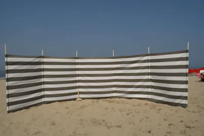 Produktbild von Strandwindschutz 7 m, taupe/weiß, Polyacryl-Windschutz – 7 m Camping-Windschutz