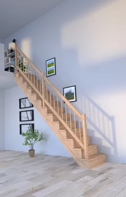 Produktbild von Holztreppe Lindos (Eiche) in gerader Ausführung-100 cm-Holz-Holz Design Geländer-mit Setzstufen