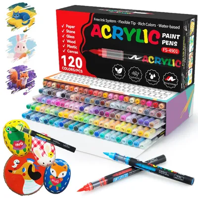Acrylstifte 120er Set, wasserfest, schnell trocknend, 1-5 mm Spitze