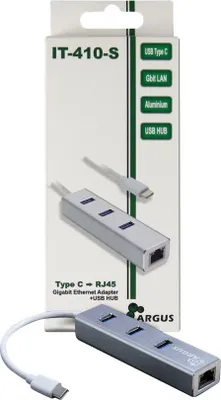 Image de Inter-Tech Adaptateur LAN Argus IT-410-S USB-C Gigabit Ethernet