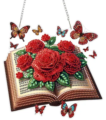 Immagine prodotto di Set di ciondoli per diamond painting a forma di farfalla, ideale per creare decorazioni per finestre, kit di arte cristallina fai-da-te con catena inclusa