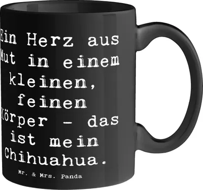 Produktbild von Mr. & Mrs. Panda Tasse Spruch Chihuahua Herz - Schwarz - Geschenk, Becher, Teetasse, Hunderassen, Hundehalter, Hunderasse, intelligente Hunde, Keramiktasse, Kaffeebecher