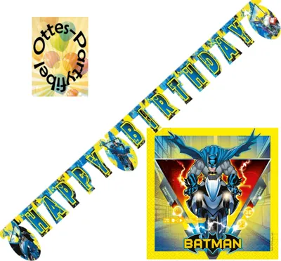 Produktbild von Batman-Party-Set Batman-Party-Deko - Dekoset 1 - 20 Servietten + Girlande