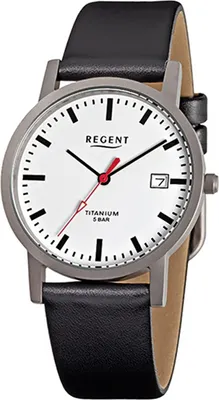Produktbild von Regent Herren-Titanuhr schwarz Analog F-231 Leder-Armband D2URF231