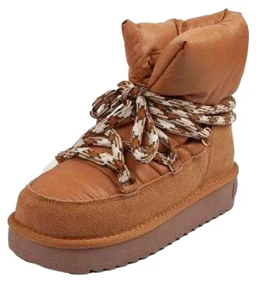 Productafbeelding van Franklin - Dames sneeuwlaarzen, bekleed met lamswol, met platformzool, model PP12364 (maat 38 EU) (bruin)