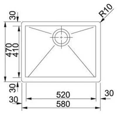 Produktbild von Franke PPX 210-58, Edelstahl, Edelstahl, 1 Becken, 520 x 410 mm, 20 cm, 8,89 cm (3.5")