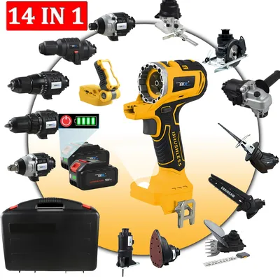 Produktbild von Multifunktions-Akkukomplettset, 18 V, mit bürstenlosem Motor und 14 Zubehörteilen