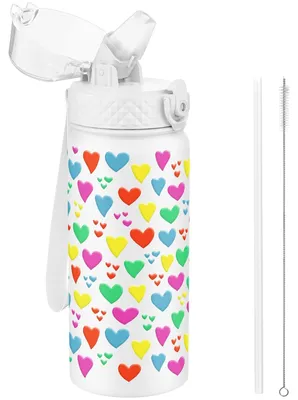 Image de Bouteille en acier inoxydable de 550 ml pour enfants, avec paille