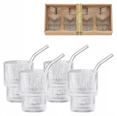 Obrázok produktu pre Villa Italia SOMERO Poháre na drinky so slamkami 4 ks
