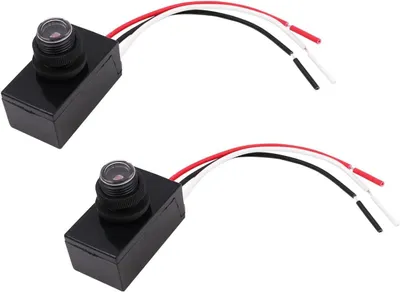 2er-Pack Dämmerungssensor, 120-277V, fotoelektrisch, schwarz