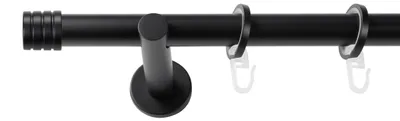 Produktbild von SN Deco Gardinenstange Lille, 19 mm, 1-läufig, Stahl, Komplett-Set mit Ringen, Auflageträger, 180 cm, schwarz