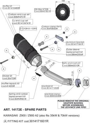 Image de Support d'échappement LeoVince vis de rechange pour Kawasaki Z 900 Bj. 2017