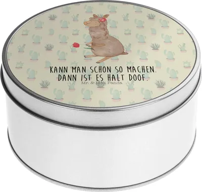 Produktbild von Mr. & Mrs. Panda Kaffeedose Alpaka Blume - Kaktus Grün - Geschenk, Spruch, Aufbewahrungsdose, Dose, Lamas, Lama, Keksdose, keksdosen, zuckerdose