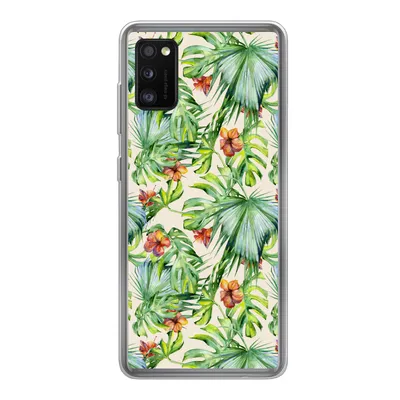 Produktbild von MuchoWow® Handyhülle Schutzhülle Hülle für Samsung Galaxy A41 Blume - Blatt - Muster Silikon Softcase Handy Hülle - Mobiltelefon