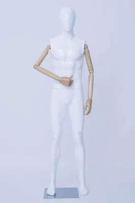Produktbild von Eurotondisplay HX-M11-BMJ schöne abstrakte Schaufensterpuppe,weiß lackiert in Glanz,Arme und Finger aus Holz beliebig verstellbar, Standplatte aus Edelstahl (HX-M11-BMJ)