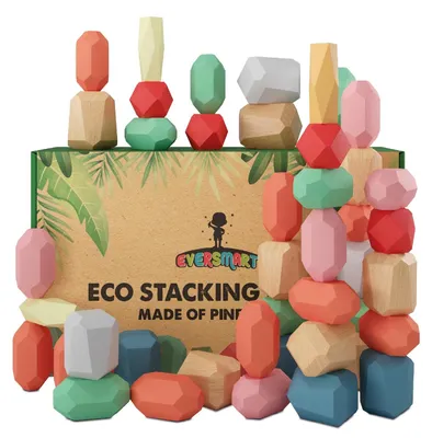 Produktbild von Holzbausteine Stapelsteine - Balancesteine - 36 Stück - Montessori