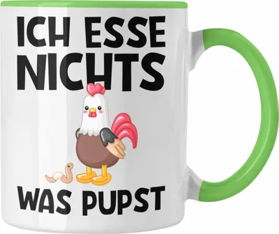 Produktbild von Trendation - Veganer Tasse Geschenk Ich Esse Nichts Was Pupst Tierschutz Hühner Edition (Grün)