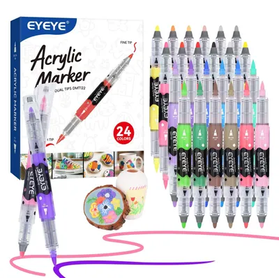 Produktbild von Doppelspitzen-Acrylmarker-Set, 24 Farben