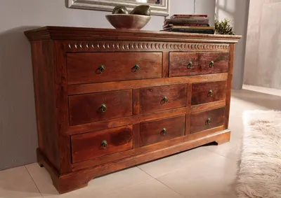 Produktbild von MASSIVMOEBEL24 Kommode Akazie 145x49x85 nougat lackiert OXFORD #524