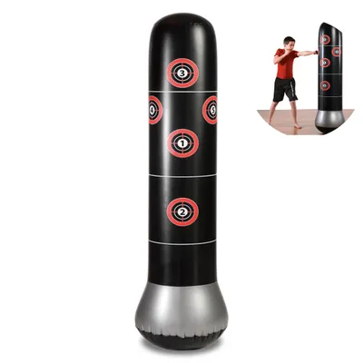 Produktbild von Aufblasbarer Standboxsack für Erwachsene und Kinder (160 cm), freistehend, Boxtrainer, Fitness-Deko-Sandsäcke, Kickfight-Training