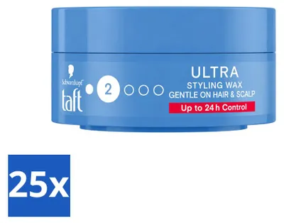 Imagen del producto de 25 unidades de cera moldeadora Taft Ultra, textura flexible, 75 ml. Paquete económico