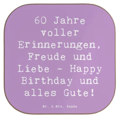 Produktbild von Mr. & Mrs. Panda Untersetzer für Gläser Spruch 60. Geburtstag Glückwunsch - Lavendeltraum - Geschenk, Holzuntersetzer, gläseruntersetzer, Erinnerungen, Tassen, unterleger