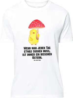 Produktbild von Mr. & Mrs. Panda Größe M T-Shirt Küken Fliegenpilz - Weiß - Geschenk, Ostern, Glückspilz, mit Spruch, Frohe, Shirt, Herren, Tshirt, Ostergrüße