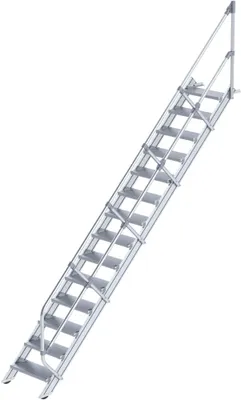 Produktbild von Günzburger Steigtechnik Treppe 45° Stufenbreite 600 mm 14 Stufen Aluminium geriffelt - 600254