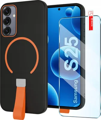 Image de Étui avec passereau, noir mat, pour Samsung S25 | compatible MagSafe + verre