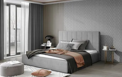 Obrázek produktu pro Manželská čalouněná postel 140x200 ARDELIA 2 - světle šedá