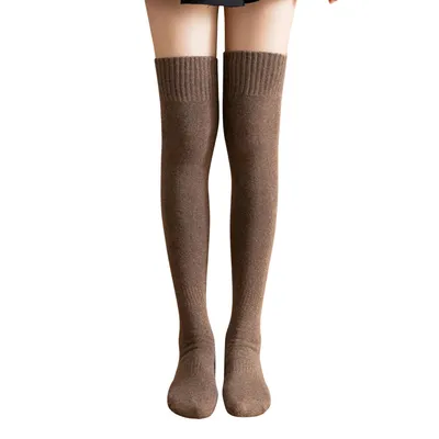 Immagine prodotto di Calze al ginocchio eleganti e calde da donna, calze al ginocchio elasticizzate da donna, calze al ginocchio elastiche - VIVISOCK Marrone