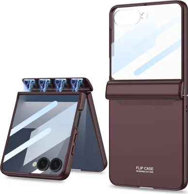 Produktbild von Hülle für Samsung Galaxy Z Flip 7 Magnetische Scharnierschutz Hartes PC mit Displayschutz All-Inclusive Schutzhülle Rot