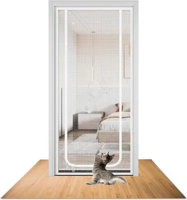 Obrázek produktu pro Ochranná síť pro kočky, hustá síť, zabraňuje útěku, do ložnice a kuchyně, na terasu, 80 x 200 cm, bílá.