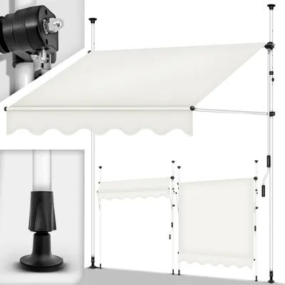 Produktbild von tillvex Balkonmarkise 350 cm Beige Gelenkarm Markise Klemmmarkise Sonnenmarkise Balkon ohne Bohren