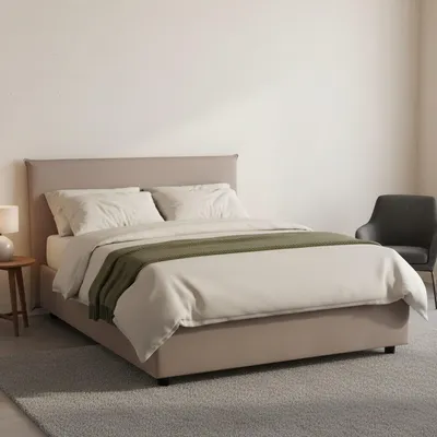 Produktbild von Quadratisches und halbes Bett Chicca, Containerbett mit Stoffbespannung, 100%  Italy, Frontöffnung, inklusive Matratze 120x200 cm, Turteltaube