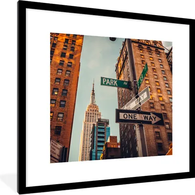 Produktbild von MuchoWow® Gerahmtes Poster Stadtzentrum New York 40x40 cm - Poster mit Schwarzem Bilderrahmen Wandposter Rahmen Foto Bilder - Poster - Plakat im Rahmen