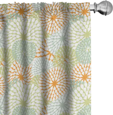 Obrázok produktu pre ABAKUHAUS Pastelové závesy, záclony, abstraktný vzor kvetov hortenzie, retro štýl, botanická výzdoba, 2 kusy, 75 x 225 cm, mandľovo zelená, bledo zelená
