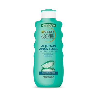 Produktbild von Garnier Ambre Solaire After Sun 24h Feuchtigkeits-Milch für Gesicht & Körper – Beruhigende After Sun Lotion mit Aloe Vera – Kühlt, hydratisiert