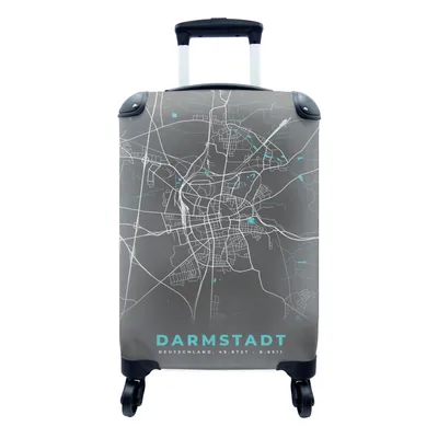 Produktbild von MuchoWow® Koffer Handgepäck Trolley Rollkoffer Kleine Reisekoffer mit 4 Rollen - Darmstadt - Stadtplan - Blau - Karte - Deutschland - Cabin Size < 55x40x23 cm & 55x40x20 cm - Fotokoffer - Kabinenkoffer - Boardgepäck - Reise-Box - Reisekoffer - Reisegepäck - Koffer mit Bild - Trolley für Kinder