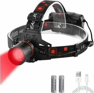 Produktbild von Rote Stirnlampe, rote LED-Stirnlampen für die Jagd, wiederaufladbare Stirnlampe mit zoombarem Rotfilter für die Jagd, Astronomie, Sternenbeobachtung, Nachtsicht