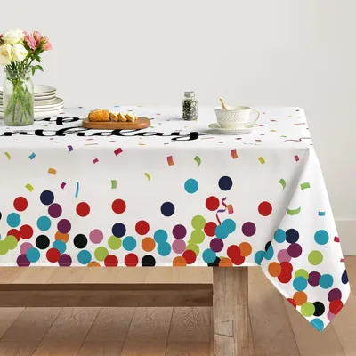 Produktbild von Geburtstag Tischdecke 140x180 cm Rechteckig Beige Polyester Fleckschutz Party Dekoration