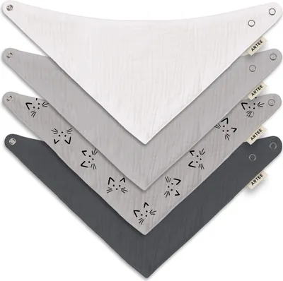 Produktbild von Musselin Halstücher Set 4 Stück Größe M Dreieckstücher Spucktücher Baumwolle Lätzchen Baby und Kleinkind