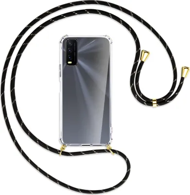 Produktbild von Handykette Backcover-Schutzhülle mit Band (Metall goldfarben) für vivo Y20s / Y11s - schwarz/gold