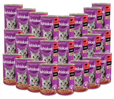 Produktbild von Whiskas 1+ Mit Rindfleisch in Sauce 24x400g Dose Feuchtfutter Für Katzen 1+