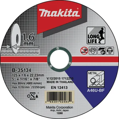 Immagine prodotto di Makita B-35134 Disco da taglio 125x1,6 mm in acciaio