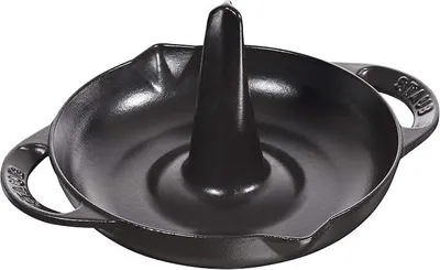 Imagen del producto de Silecomplaza, asadera para pollo Gusseisen, 24 cm, con bandeja recoge-jugos y 2 vertederas